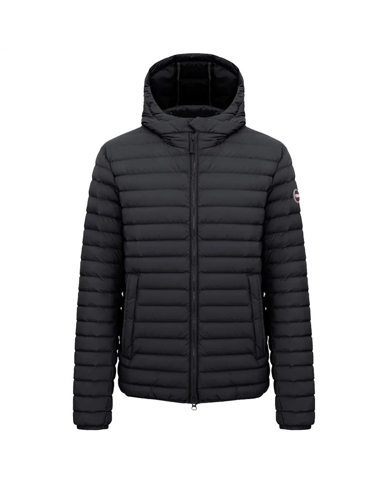 Colmar Men's Light Down Jacket with Hood, Black/Vulcan