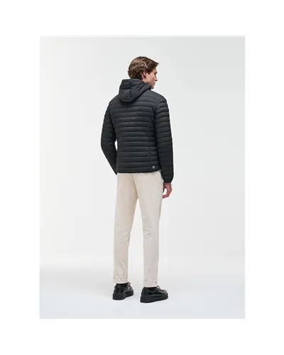 Colmar Men's Light Down Jacket with Hood, Black/Vulcan