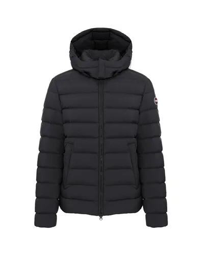 Colmar Men's Down Jacket with Detachable Hood, Black/Vulcan