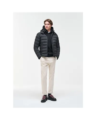 Colmar Men's Down Jacket with Detachable Hood, Black/Vulcan