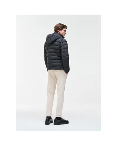 Colmar Men's Down Jacket with Detachable Hood, Black/Vulcan