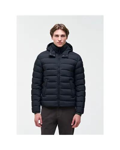 Colmar Men's Down Jacket with Detachable Hood, Navy/Dark Blue