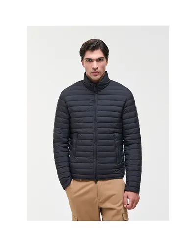 Colmar Men's Light Down Jacket with Padded Collar, Black/Vulcan