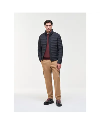 Colmar Men's Light Down Jacket with Padded Collar, Black/Vulcan