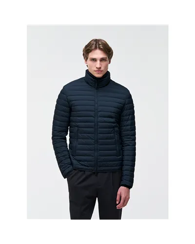 Colmar Men's Light Down Jacket with Padded Collar, Navy Blue/Dark Blue