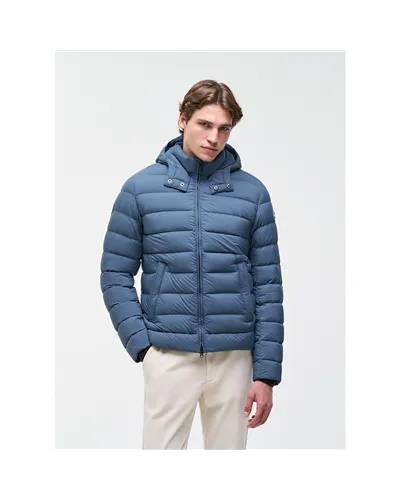 Colmar Men's Down Jacket with Detachable Hood, Satellite/Navy