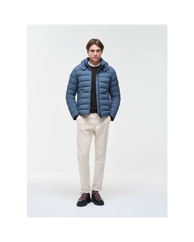 Colmar Men's Down Jacket with Detachable Hood, Satellite/Navy