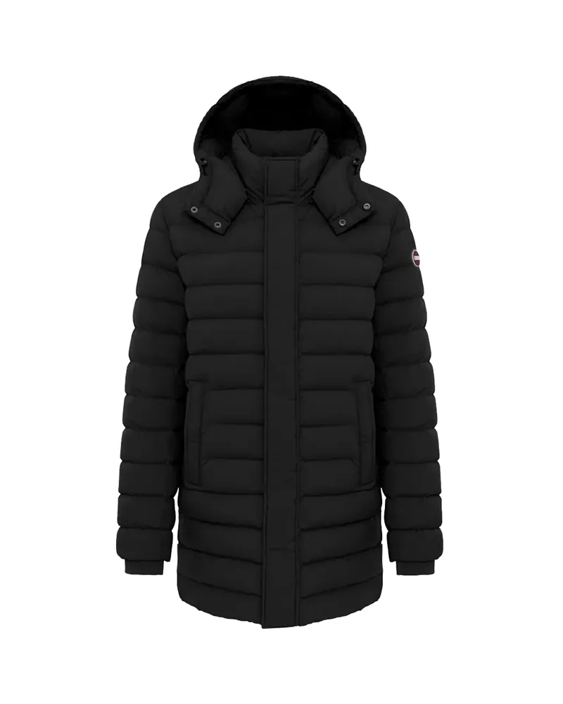 Colmar Men's Quilted Down Jacket with Side Slits, Black/Vulcan