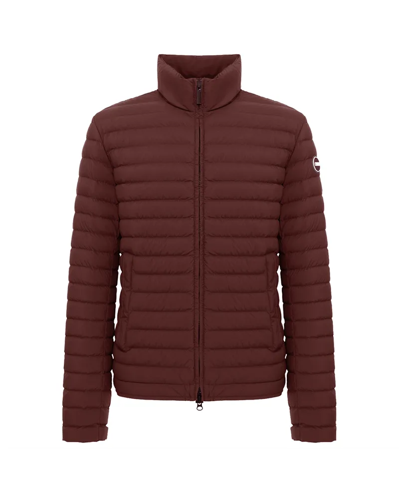 Colmar Men's Light Down Jacket with Padded Collar, Brick/Chocolate