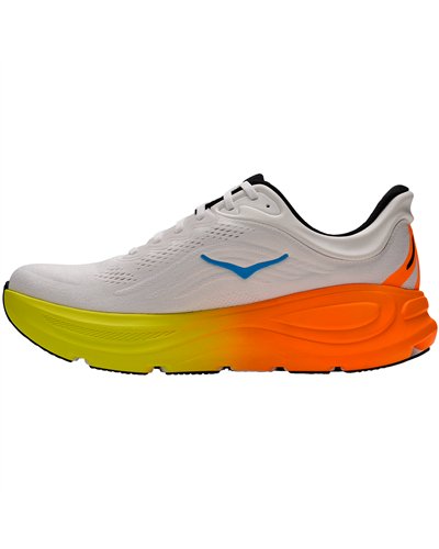 Hoka Bondi 9 Men's Running Shoes, White/Neon Tangerine