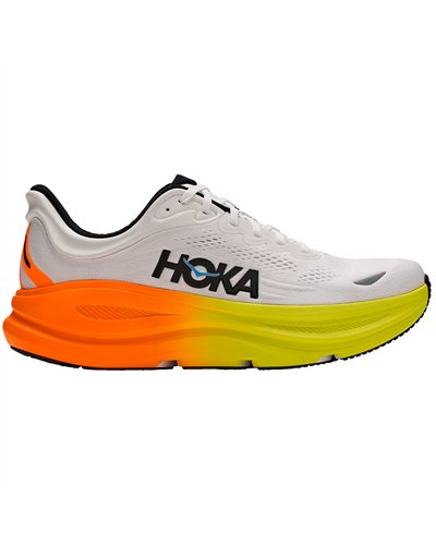 Hoka Bondi 9 Scarpe Running Uomo, White/Neon Tangerine