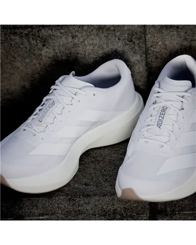 Adidas Adizero Evo SL Men's Running Shoes, Cloud White/Cloud White/Warm Sandstone