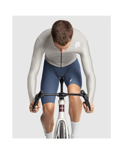 Assos Equipe RS S11 Men's Long Sleeve Full Zip Cycling Jersey, Almond Milk