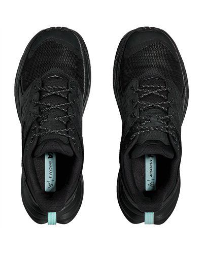 Hoka Anacapa 2 Low GTX Gore-Tex Scarpe Trekking Donna, Black/Black (Nabuk)