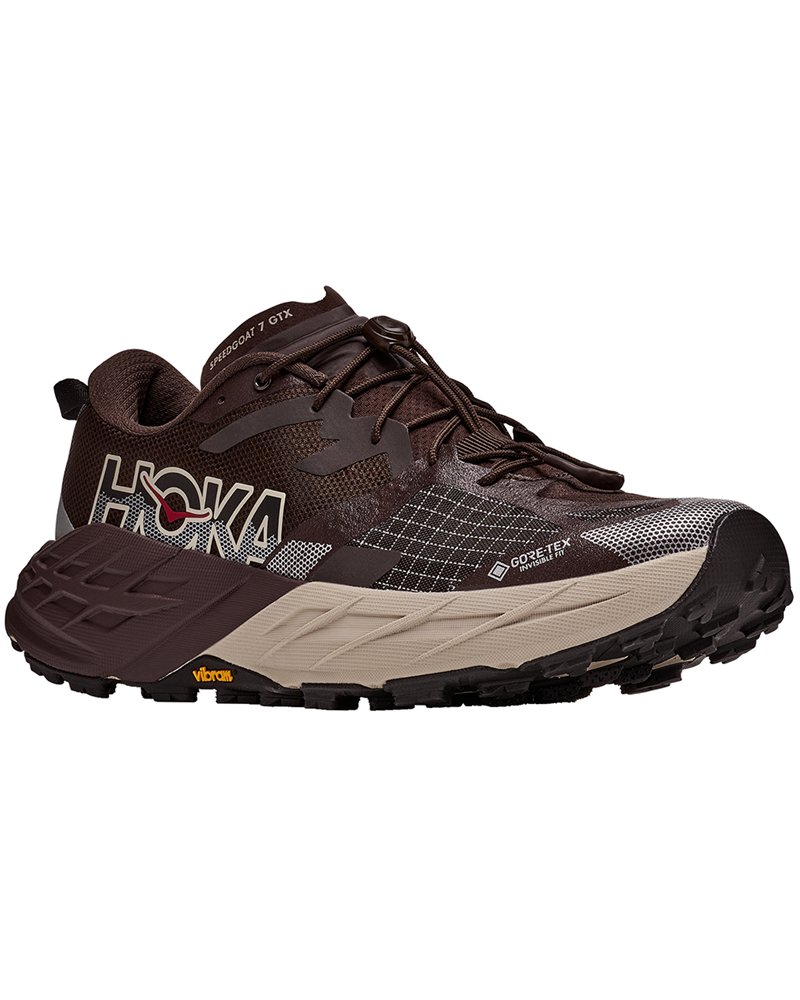 Hoka Speedgoat 7 GTX Gore-Tex Men's Trail Running Shoes, Spiced Chocolate/River Rock Grey