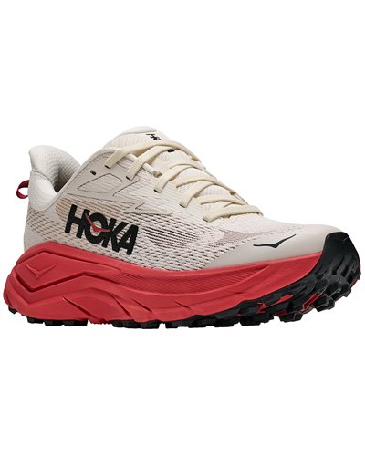 Hoka Challenger 8 Women's Trail Running Shoes, Alabaster/Burnt Red