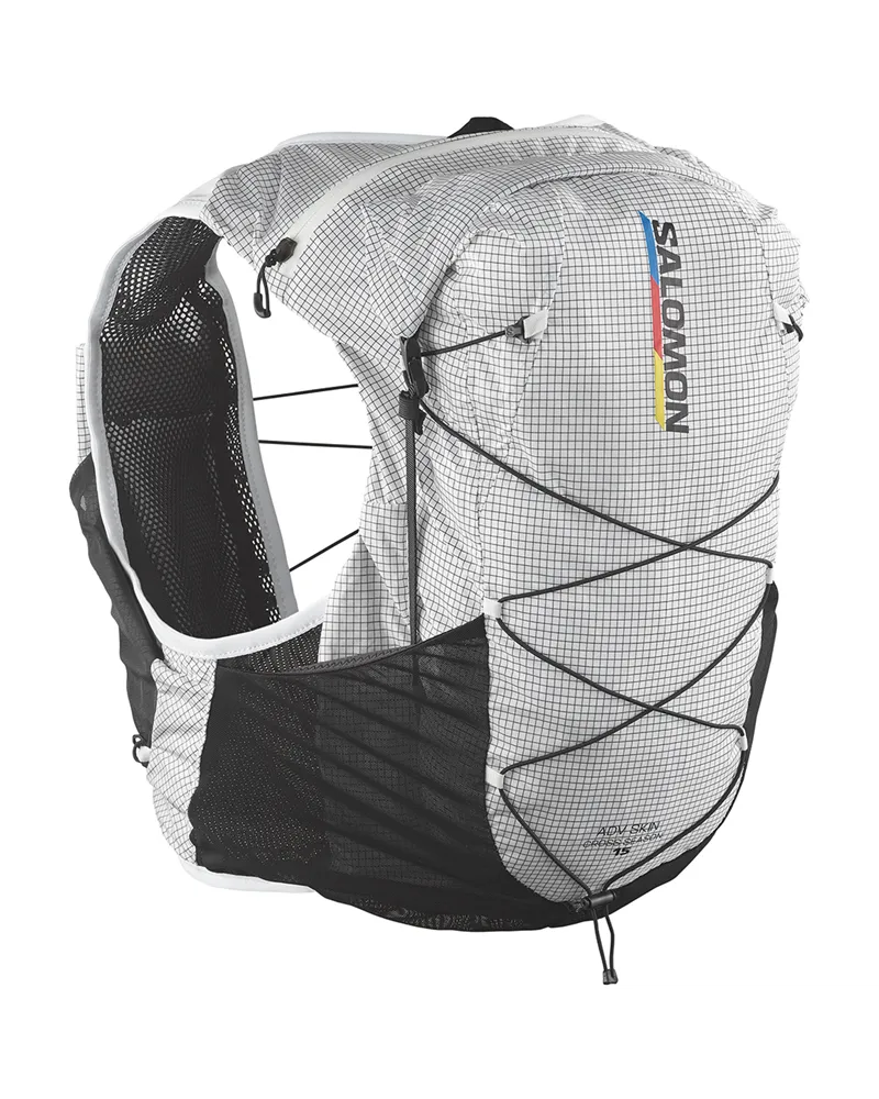 Salomon ADV Skin Cross Season Race Flag 15 Hydration Compatible Waterproof Running Pack/Vest, White/Black