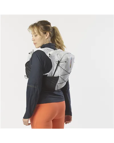 Salomon ADV Skin Cross Season Race Flag 15 Hydration Compatible Waterproof Running Pack/Vest, White/Black