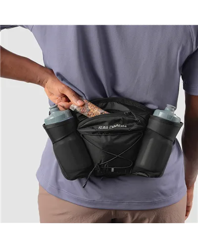 Salomon Cross Belt 2 Marsupio Idrico Running, Black/Ebony (2 Borracce da 400 ml Incluse)