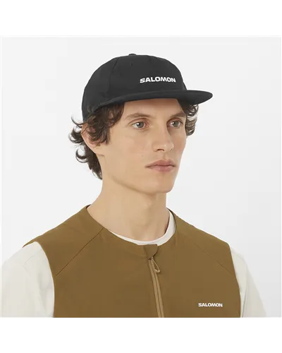 Salomon Logo Flat Cap Cappello, Deep Black