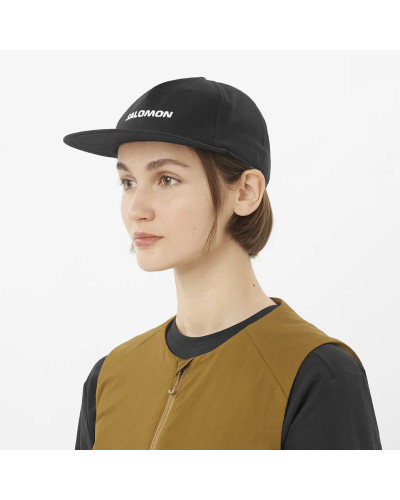 Salomon Logo Flat Cap, Deep Black