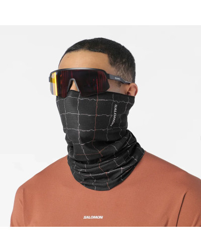 Salomon GFX Neck Gaiter, Deep Black/Burnt Umber/Antler (One Size Fits All)
