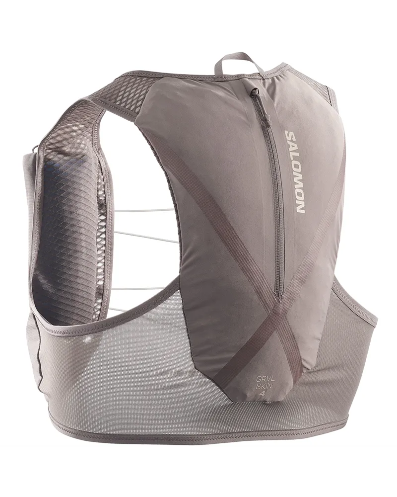 Salomon Gravel Skin 4 Set Zaino Gilet Idrico Running, Iron/Silver Cloud (2 Soft Flask da 500 ml Incluse)