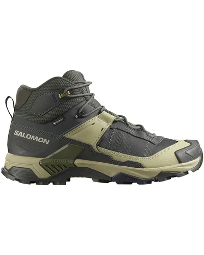Salomon X Ultra 5 Mid GTX Gore-Tex Men's Trekking Boots, Peat/Gray Green/Blue Nights
