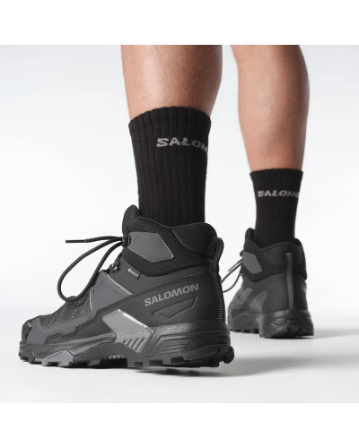 Salomon X Ultra 5 Mid Wide GTX Gore-Tex Men's Trekking Boots, Black/Asphalt/Castlerock