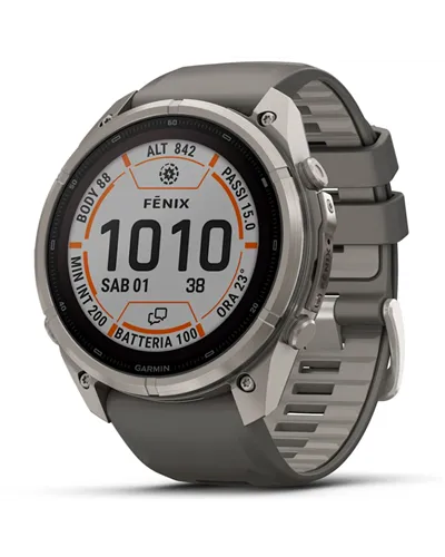 Garmin Fenix 9 Pro Solar inReach Cassa 51mm Orologio GPS Cardio Integrato, Titanium/Pebble Grey