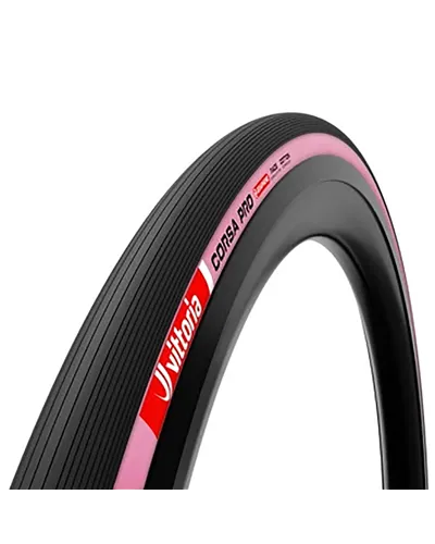Vittoria Corsa Pro 30-622/700x30c G2.0 TLR Tubeless Ready Tyre Cotton 320TPI, Black/Pink (Limited Edition)