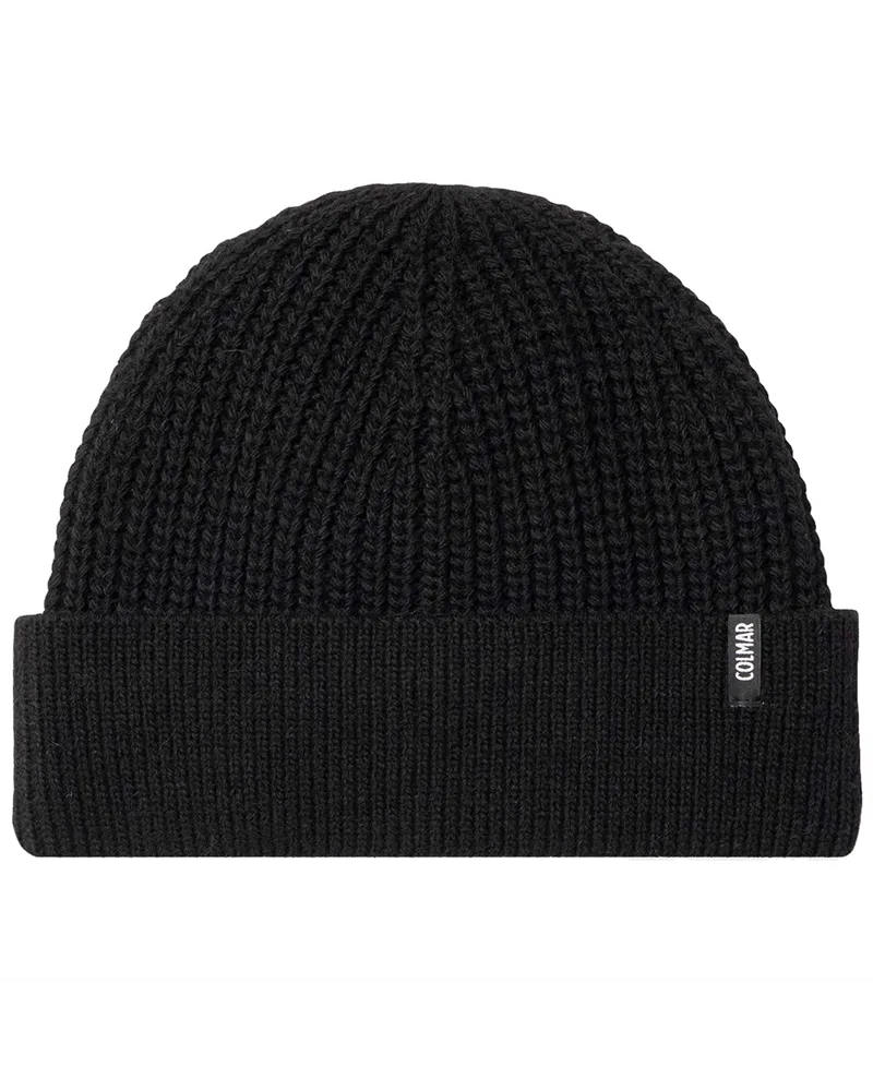 Colmar Unisex Rib-Knit Hat with Fleece Lining, Black (One Size Fits All)