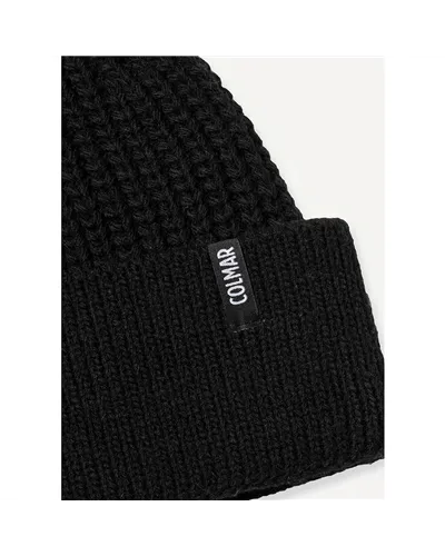 Colmar Unisex Rib-Knit Hat with Fleece Lining, Black (One Size Fits All)