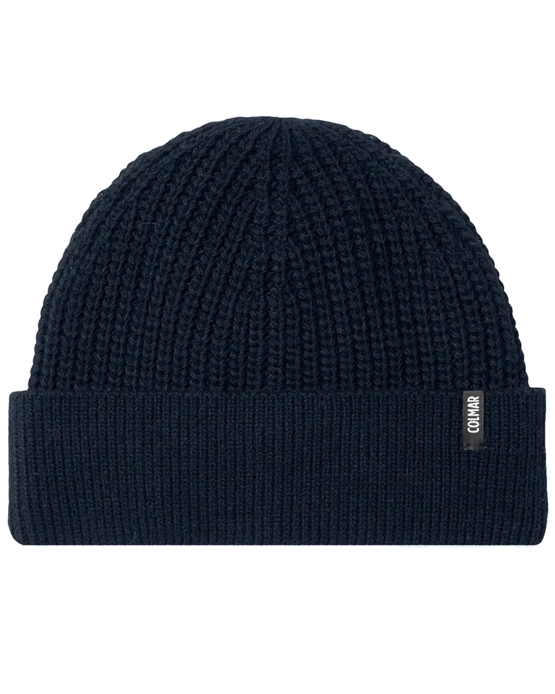 Colmar Unisex Rib-Knit Hat with Fleece Lining, Navy Blue (One Size Fits All)