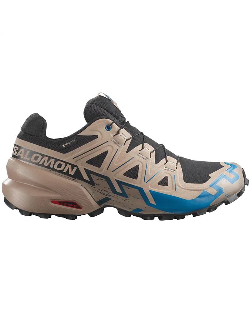 Salomon Speedcross 6 GTX Gore-Tex Men's Trail Running Shoes, Black/Desert Tan/Mykonos Blue