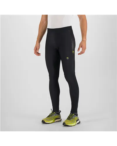 Karpos Alagna 2.0 Winter Tight Calzamaglia Trail Running Uomo, Black/Castor/Dark Citron