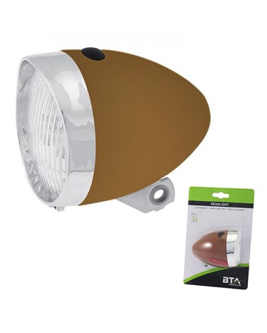 BTA Front Light Battery Vintage With 3 White Led. Brown Color..
