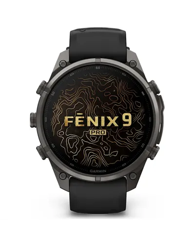 Garmin Fenix 9 Pro AMOLED inReach Case 47mm GPS Watch Wrist-Based HR, Titanium DLC Carbon Gray/Black/Pebble Grey