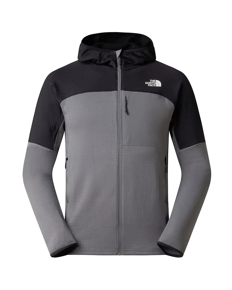 The North Face Stormgap Polartec Power Grid Giacca Midlayer con Cappuccio Uomo Full Zip, Smoked Pearl/TNF Black