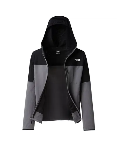 The North Face Stormgap Polartec Power Grid Men's Full-Zip Midlayer Hooded Jacket, Smoked Pearl/TNF Black