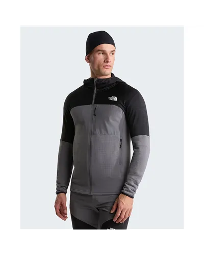 The North Face Stormgap Polartec Power Grid Men's Full-Zip Midlayer Hooded Jacket, Smoked Pearl/TNF Black