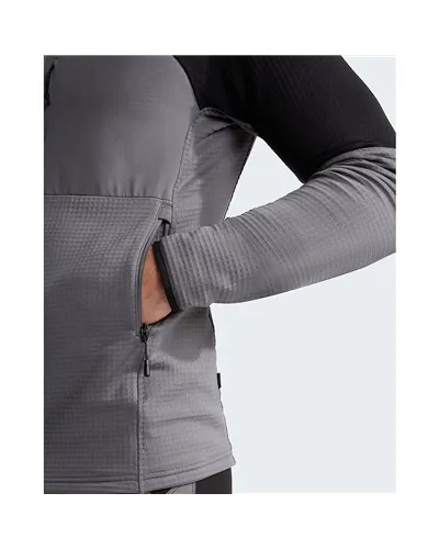 The North Face Stormgap Polartec Power Grid Giacca Midlayer con Cappuccio Uomo Full Zip, Smoked Pearl/TNF Black
