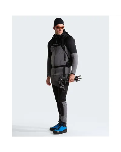 The North Face Stormgap Polartec Power Grid Men's Full-Zip Midlayer Hooded Jacket, Smoked Pearl/TNF Black