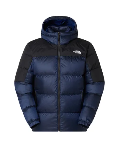 The North Face Diablo 2.0 WindWall Men's Down Hooded Jacket, Estate Blue Black Heather/TNF Black (Recycled Down)