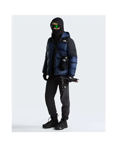 The North Face Diablo 2.0 WindWall Men's Down Hooded Jacket, Estate Blue Black Heather/TNF Black (Recycled Down)