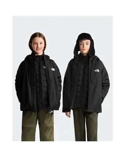 The North Face Perrito DryVent Giacca 4in1 Impermeabile con Cappuccio Junior/Kids Reversibile, TNF Black