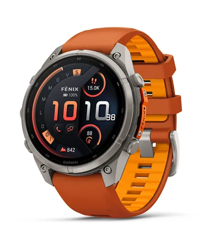 Garmin Fenix 9 Pro AMOLED inReach Cassa 47mm Orologio GPS Cardio Integrato, Titanio/Autumn Orange/Spark Orange