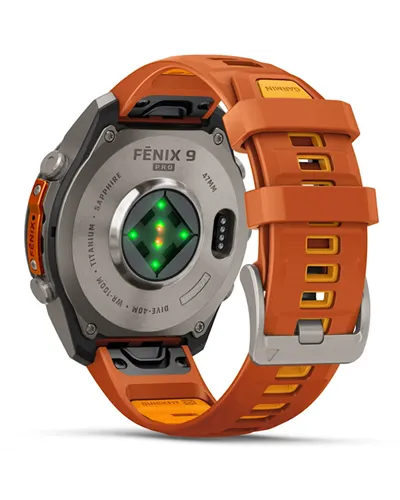 Garmin Fenix 9 Pro AMOLED inReach Cassa 47mm Orologio GPS Cardio Integrato, Titanio/Autumn Orange/Spark Orange