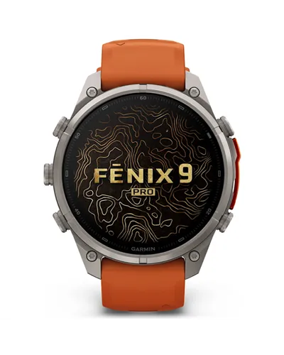 Garmin Fenix 9 Pro AMOLED inReach Cassa 47mm Orologio GPS Cardio Integrato, Titanio/Autumn Orange/Spark Orange