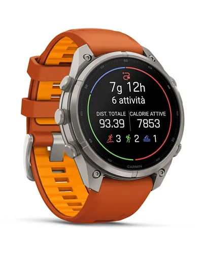 Garmin Fenix 9 Pro AMOLED inReach Cassa 47mm Orologio GPS Cardio Integrato, Titanio/Autumn Orange/Spark Orange